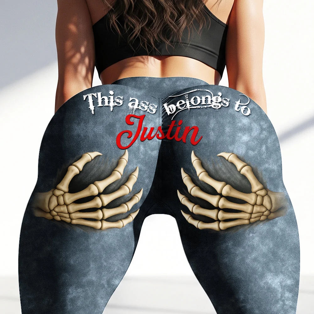 Personalized Funny Couple Skeleton Grip Leggings