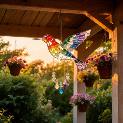 🌬️Sea Glass Rainbow Bird Wind Chime🌈