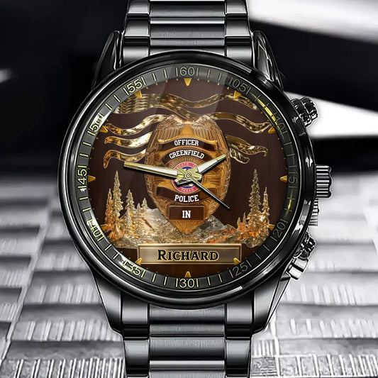 Serve And Protect - Personalized Police Officer Badge Watch