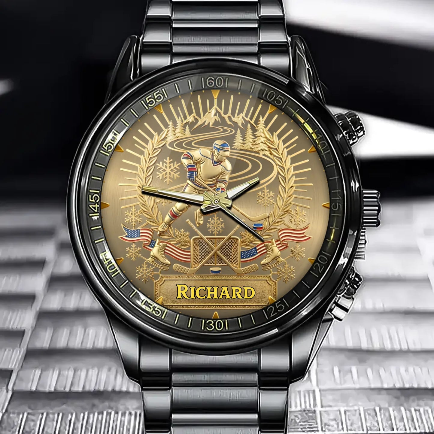Personalized Hockey Watch - Customizable Name For Hockey Enthusiasts